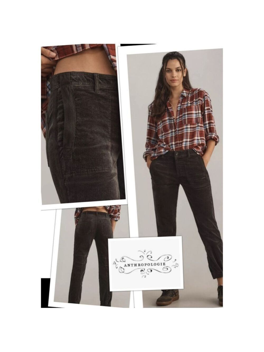 🆕 Anthropologie Boho Indie Sleeze Cords Pin Stripe Richie Distressed Pants Sz 8